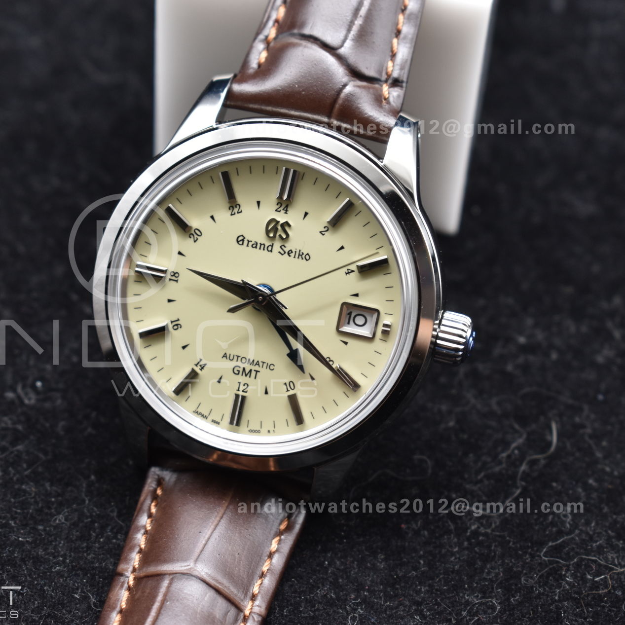Grand Seiko Elegance GMT SS GSF 1:1 Best Edition Cream Dial on Brown Leather Strap NH34
